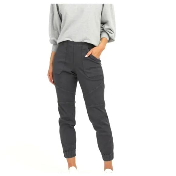 Spanx Women's Stretch Twill Cargo Jogger XL Washed Black Pull-On High Rise NWT